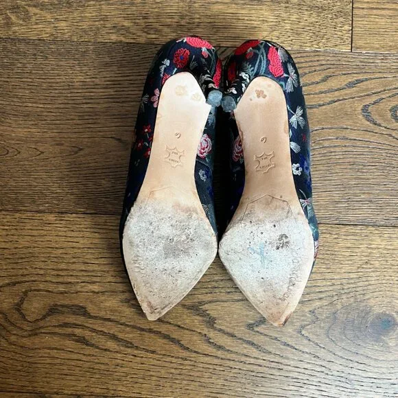 Sam Edelman Blue Floral Jacquard Heel Pumps | Size 6 Dress Shoes - Picture 8 of 8